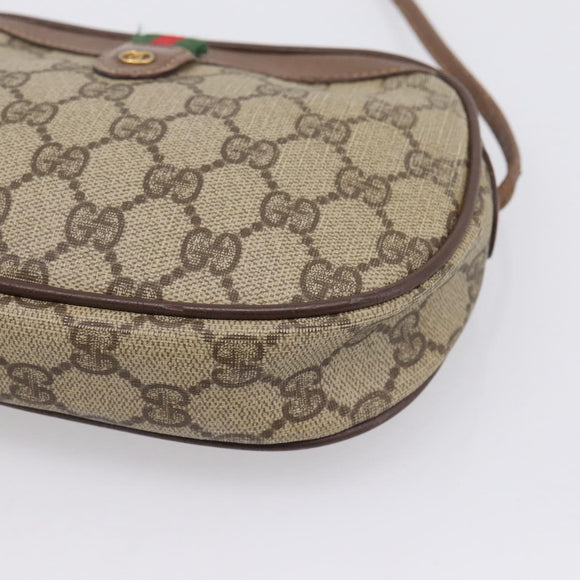 GUCCI GG Supreme Web Sherry Line Bag PVC Beige Gold 007 754 6112 Auth bs37457