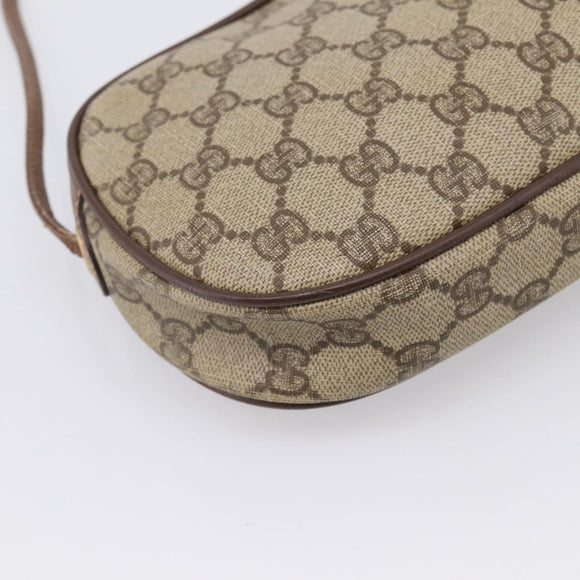 GUCCI GG Supreme Web Sherry Line Bag PVC Beige Gold 007 754 6112 Auth bs37457