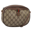 GUCCI GG Supreme Web Sherry Line Bag PVC Beige Gold 007 754 6112 Auth bs37457-1
