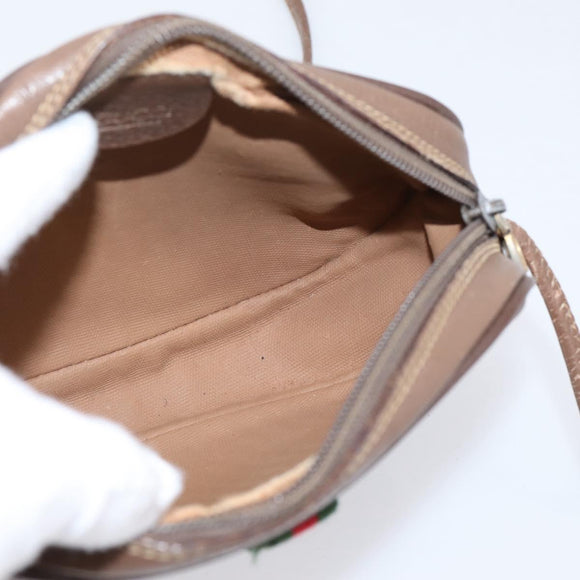 GUCCI GG Supreme Web Sherry Line Bag PVC Beige Gold 007 754 6112 Auth bs37457