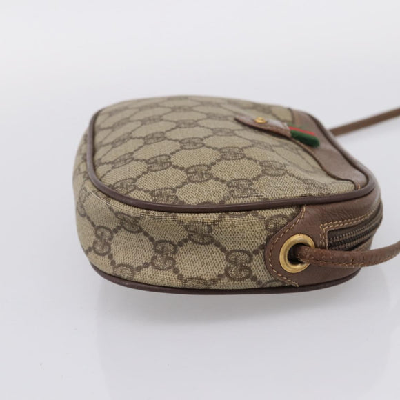 GUCCI GG Supreme Web Sherry Line Bag PVC Beige Gold 007 754 6112 Auth bs37457