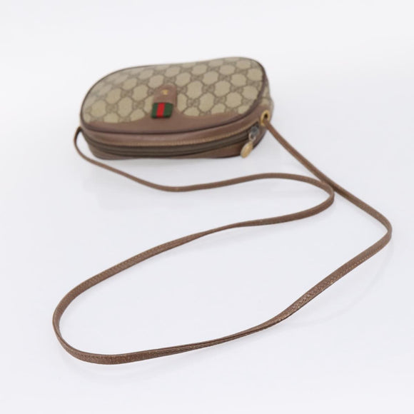 GUCCI GG Supreme Web Sherry Line Bag PVC Beige Gold 007 754 6112 Auth bs37457