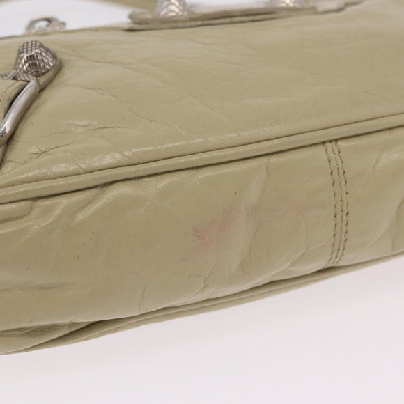 Balenciaga Giant City Shoulder Bag Leather Beige Silver 230640 Auth bs37458