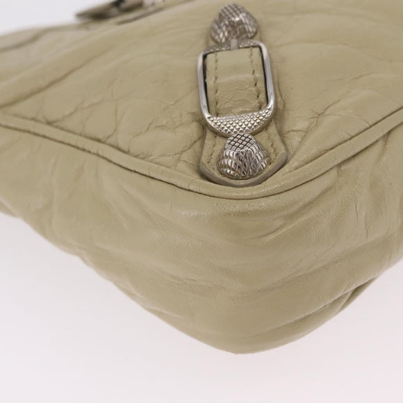 Balenciaga Giant City Shoulder Bag Leather Beige Silver 230640 Auth bs37458