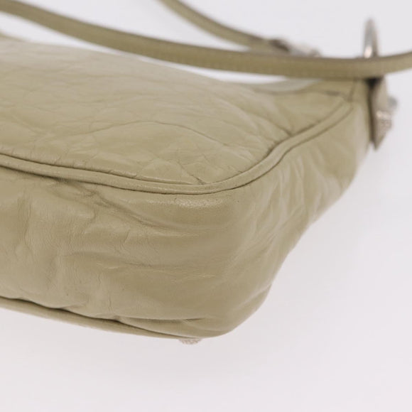 Balenciaga Giant City Shoulder Bag Leather Beige Silver 230640 Auth bs37458