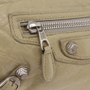 Balenciaga Giant City Shoulder Bag Leather Beige Silver 230640 Auth bs37458-18