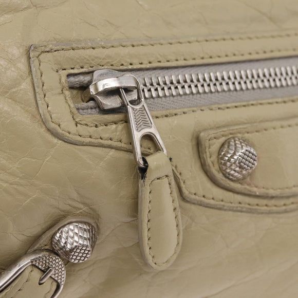 Balenciaga Giant City Shoulder Bag Leather Beige Silver 230640 Auth bs37458