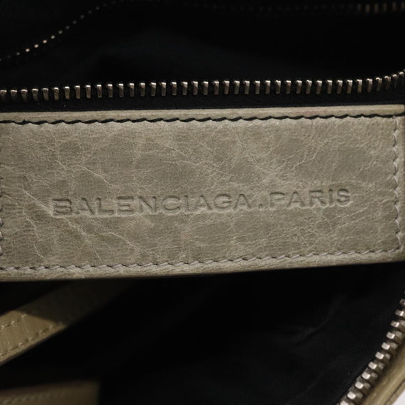 Balenciaga Giant City Shoulder Bag Leather Beige Silver 230640 Auth bs37458