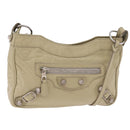 Balenciaga Giant City Shoulder Bag Leather Beige Silver 230640 Auth bs37458-1