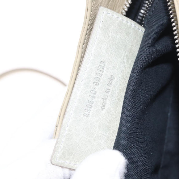 Balenciaga Giant City Shoulder Bag Leather Beige Silver 230640 Auth bs37458