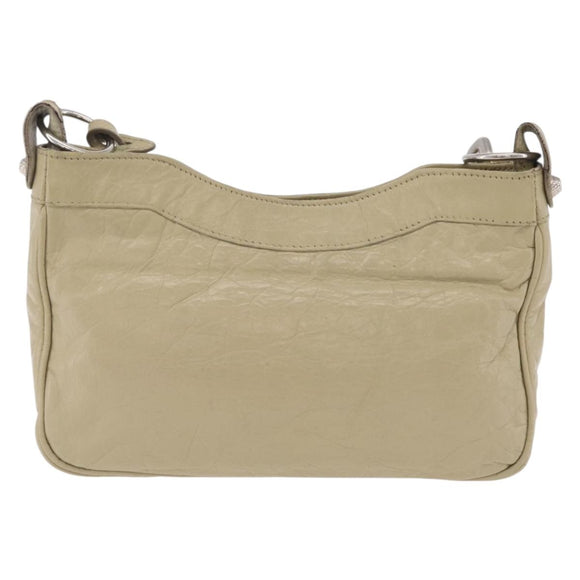 Balenciaga Giant City Shoulder Bag Leather Beige Silver 230640 Auth bs37458