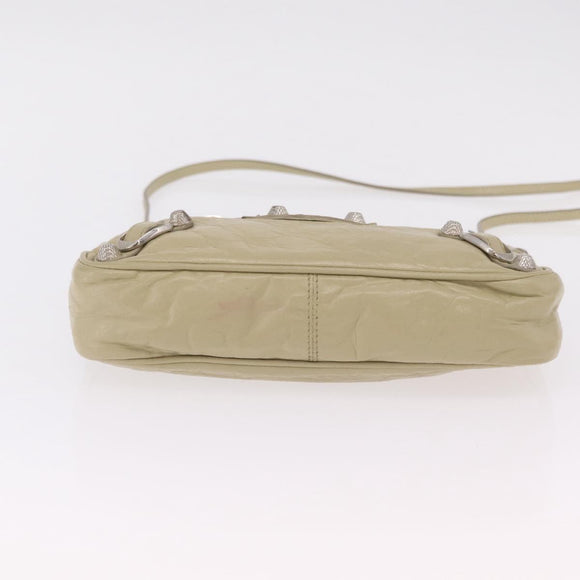 Balenciaga Giant City Shoulder Bag Leather Beige Silver 230640 Auth bs37458