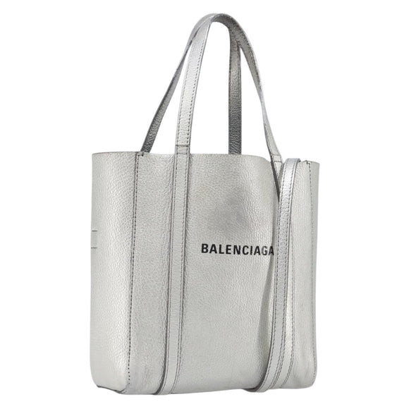 Balenciaga Everyday Tote XXS Bag Leather 2way Silver 551815 Auth bs37460