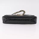 Gianni Versace Chain Shoulder Bag Patent Leather Black Gold Auth bs37461-5