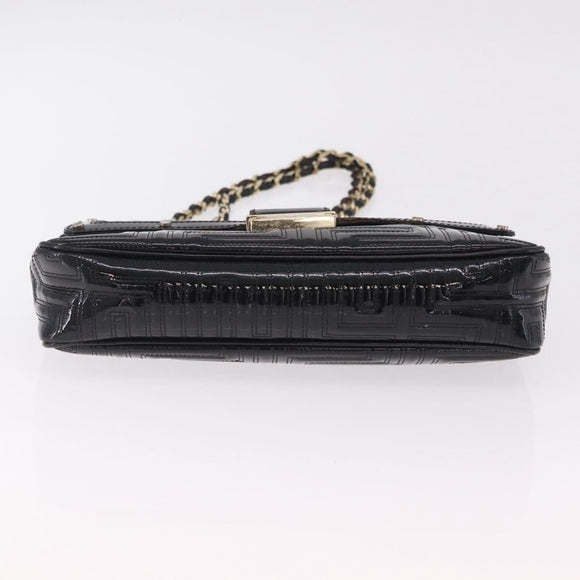 Gianni Versace Chain Shoulder Bag Patent Leather Black Gold Auth bs37461