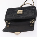 Gianni Versace Chain Shoulder Bag Patent Leather Black Gold Auth bs37461-9