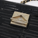 Gianni Versace Chain Shoulder Bag Patent Leather Black Gold Auth bs37461-21