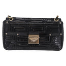 Gianni Versace Chain Shoulder Bag Patent Leather Black Gold Auth bs37461-13