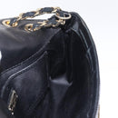 Gianni Versace Chain Shoulder Bag Patent Leather Black Gold Auth bs37461-23