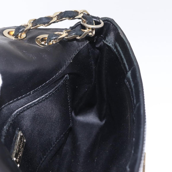 Gianni Versace Chain Shoulder Bag Patent Leather Black Gold Auth bs37461