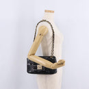 Gianni Versace Chain Shoulder Bag Patent Leather Black Gold Auth bs37461-26