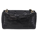 Gianni Versace Chain Shoulder Bag Patent Leather Black Gold Auth bs37461-2