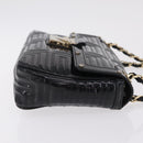 Gianni Versace Chain Shoulder Bag Patent Leather Black Gold Auth bs37461-3