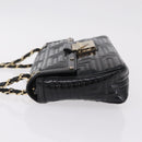 Gianni Versace Chain Shoulder Bag Patent Leather Black Gold Auth bs37461-4
