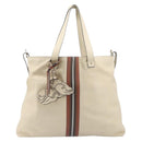 Valentino Tote Bag Leather Ivory Gold Auth bs37466-13