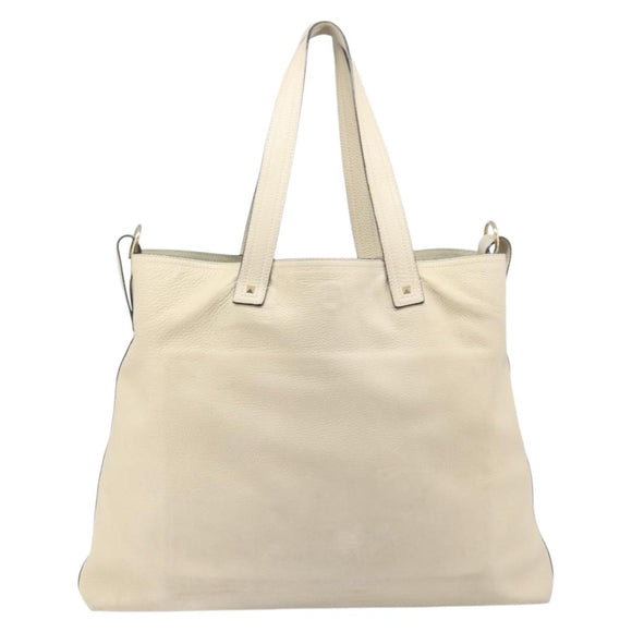 Valentino Tote Bag Leather Ivory Gold Auth bs37466