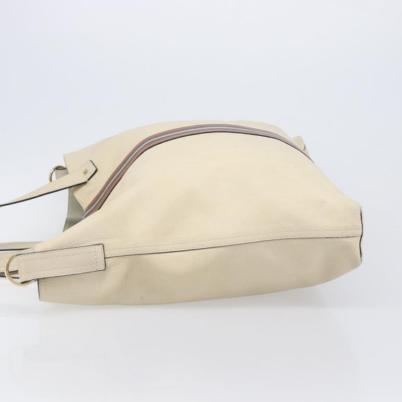 Valentino Tote Bag Leather Ivory Gold Auth bs37466
