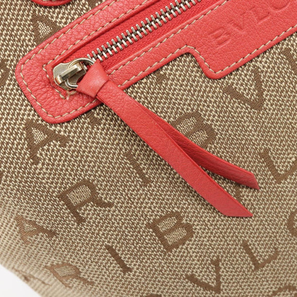 BVLGARI Tote Bag Canvas Beige Gold Auth bs37467A