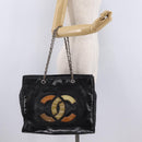 CHANEL Matelasse Chain Shoulder Bag Patent Leather Black Silver CC Auth bs37473-22