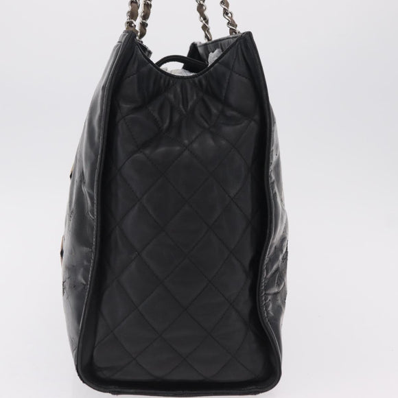 CHANEL Matelasse Chain Shoulder Bag Patent Leather Black Silver CC Auth bs37473