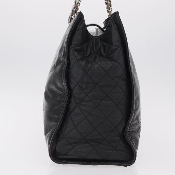 CHANEL Matelasse Chain Shoulder Bag Patent Leather Black Silver CC Auth bs37473