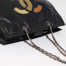 CHANEL Matelasse Chain Shoulder Bag Patent Leather Black Silver CC Auth bs37473-7