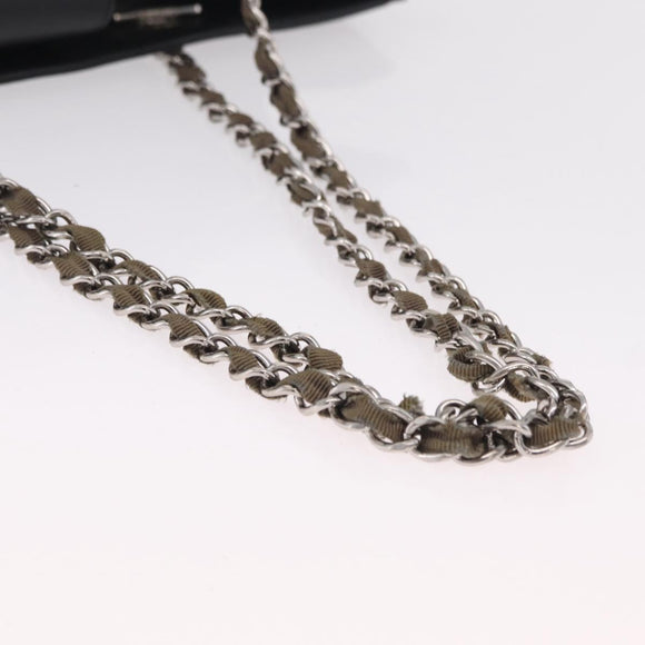 CHANEL Matelasse Chain Shoulder Bag Patent Leather Black Silver CC Auth bs37473