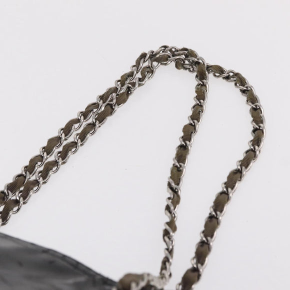 CHANEL Matelasse Chain Shoulder Bag Patent Leather Black Silver CC Auth bs37473