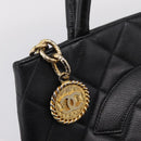 CHANEL Standard Tote Bag Caviar Skin Black Gold CC Auth bs37474-19