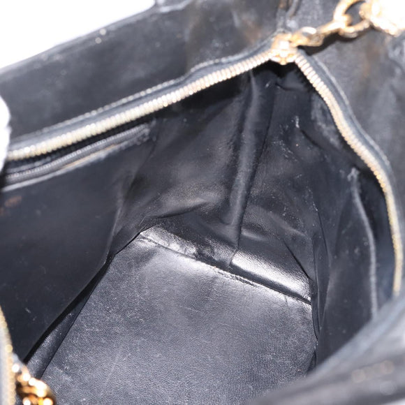 CHANEL Standard Tote Bag Caviar Skin Black Gold CC Auth bs37474