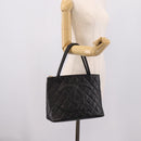CHANEL Standard Tote Bag Caviar Skin Black Gold CC Auth bs37474-25