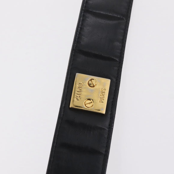 CHANEL Matelasse Chain Shoulder Bag Patent Leather Black Gold CC Auth bs37475