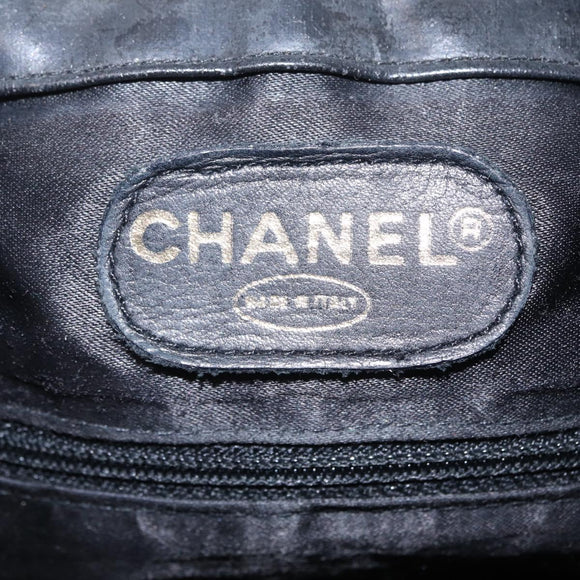 CHANEL Matelasse Chain Shoulder Bag Patent Leather Black Gold CC Auth bs37475