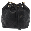 CHANEL Matelasse Chain Shoulder Bag Patent Leather Black Gold CC Auth bs37475-2