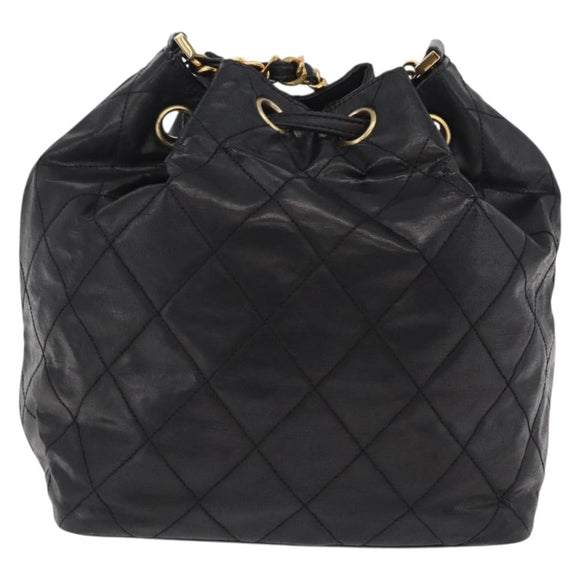CHANEL Matelasse Chain Shoulder Bag Patent Leather Black Gold CC Auth bs37475