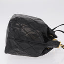 CHANEL Matelasse Chain Shoulder Bag Patent Leather Black Gold CC Auth bs37475-4