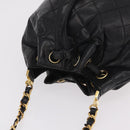 CHANEL Matelasse Chain Shoulder Bag Patent Leather Black Gold CC Auth bs37475-7