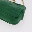 CHANEL Matelasse Chain Shoulder Bag Lamb Skin Green Gold CC Auth bs37476-17