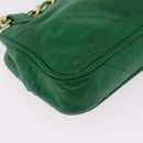 CHANEL Matelasse Chain Shoulder Bag Lamb Skin Green Gold CC Auth bs37476-18