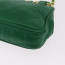 CHANEL Matelasse Chain Shoulder Bag Lamb Skin Green Gold CC Auth bs37476-19